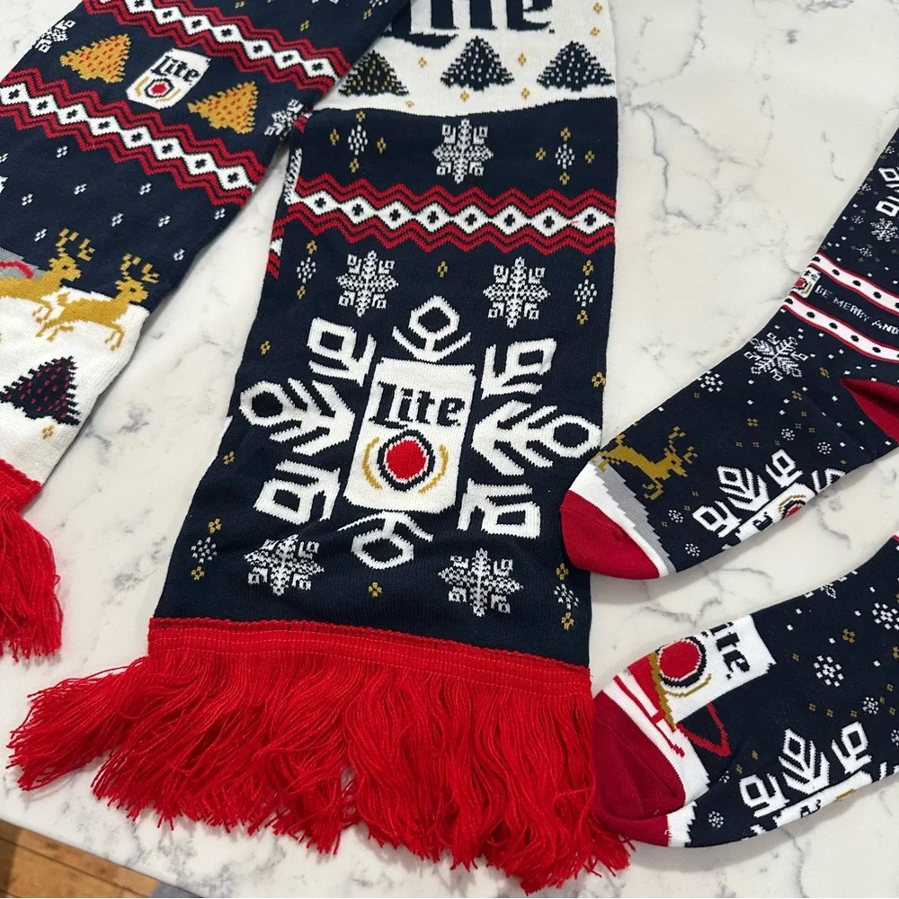 Miller Lite Ugly Scarf and Matching Socks